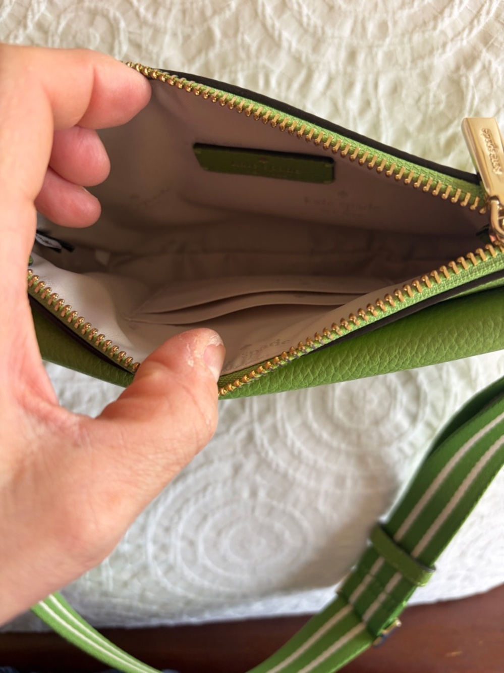 kate spade New York Lime Green Pebbled Leather Crossbody - Picture 5 of 7